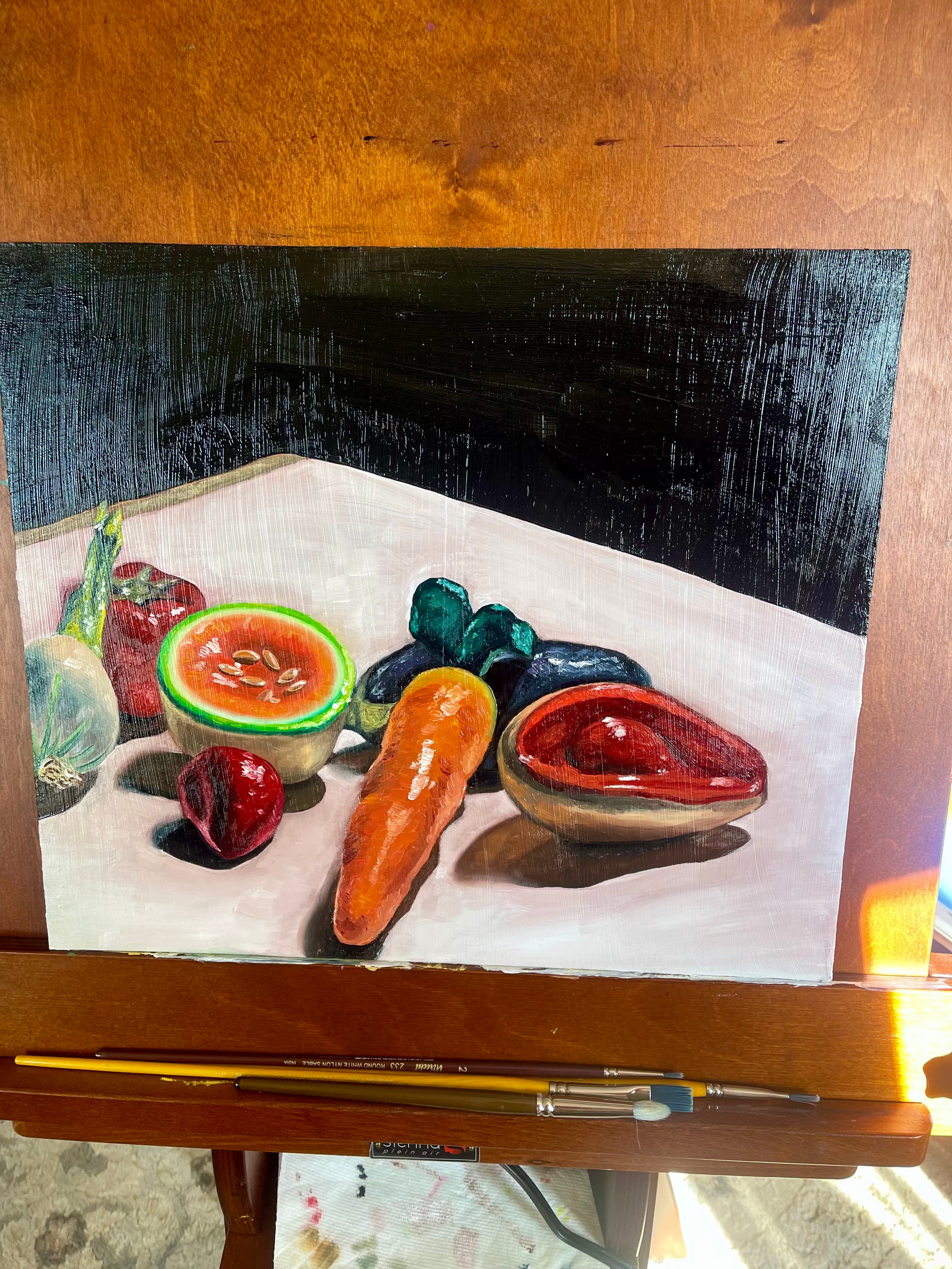 Still Life with Cantaloupe and Pomegranate